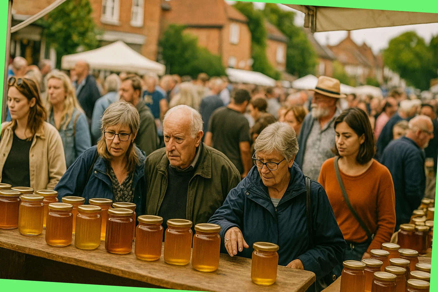 Crowds at honey market day
